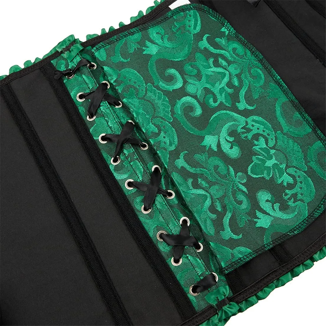 Women's Lace Up Boned Overbust Corset Bustier Bodyshaper Top