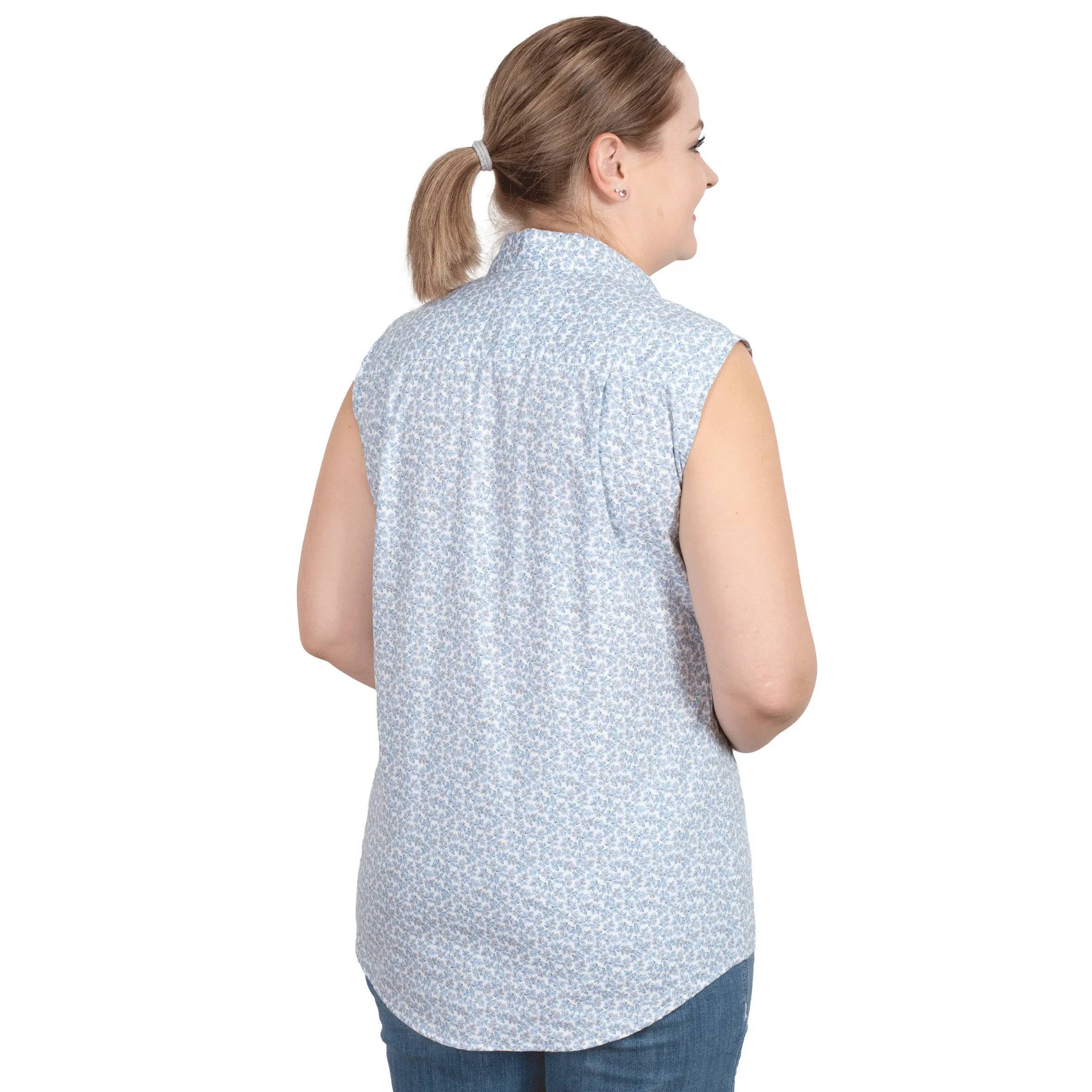 Women's Lilly Half Button Sleeveless Print Workshirt