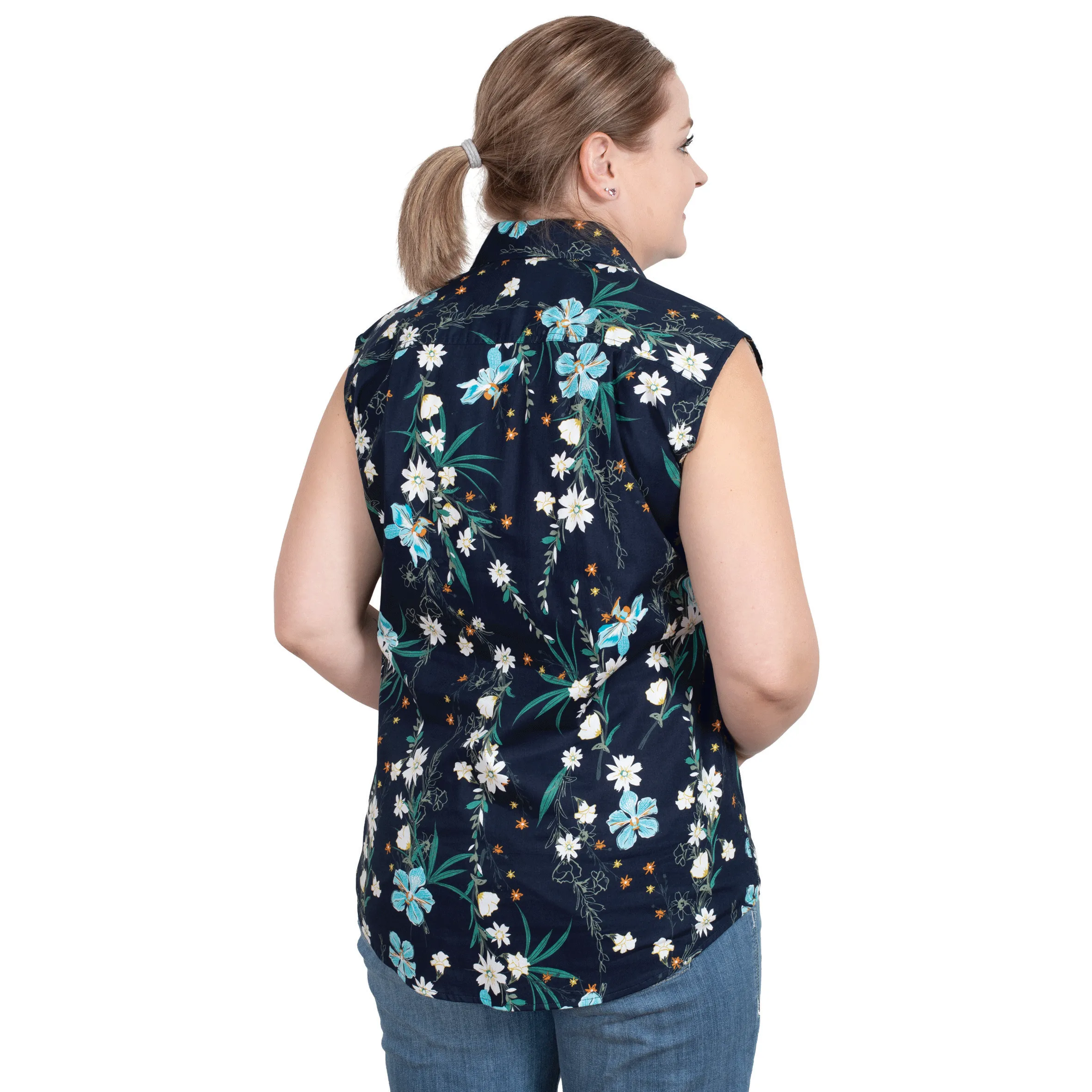 Women's Lilly Half Button Sleeveless Print Workshirt