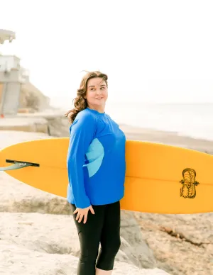 Women's Long Sleeve Rash Guard (Regular & Plus Size) - Royal/Hawaii