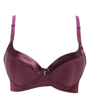 Women's Maroon Everyday Basic Comfort Lightly Padded Underwire Flourish Bra - Single Padded Bra - FL991