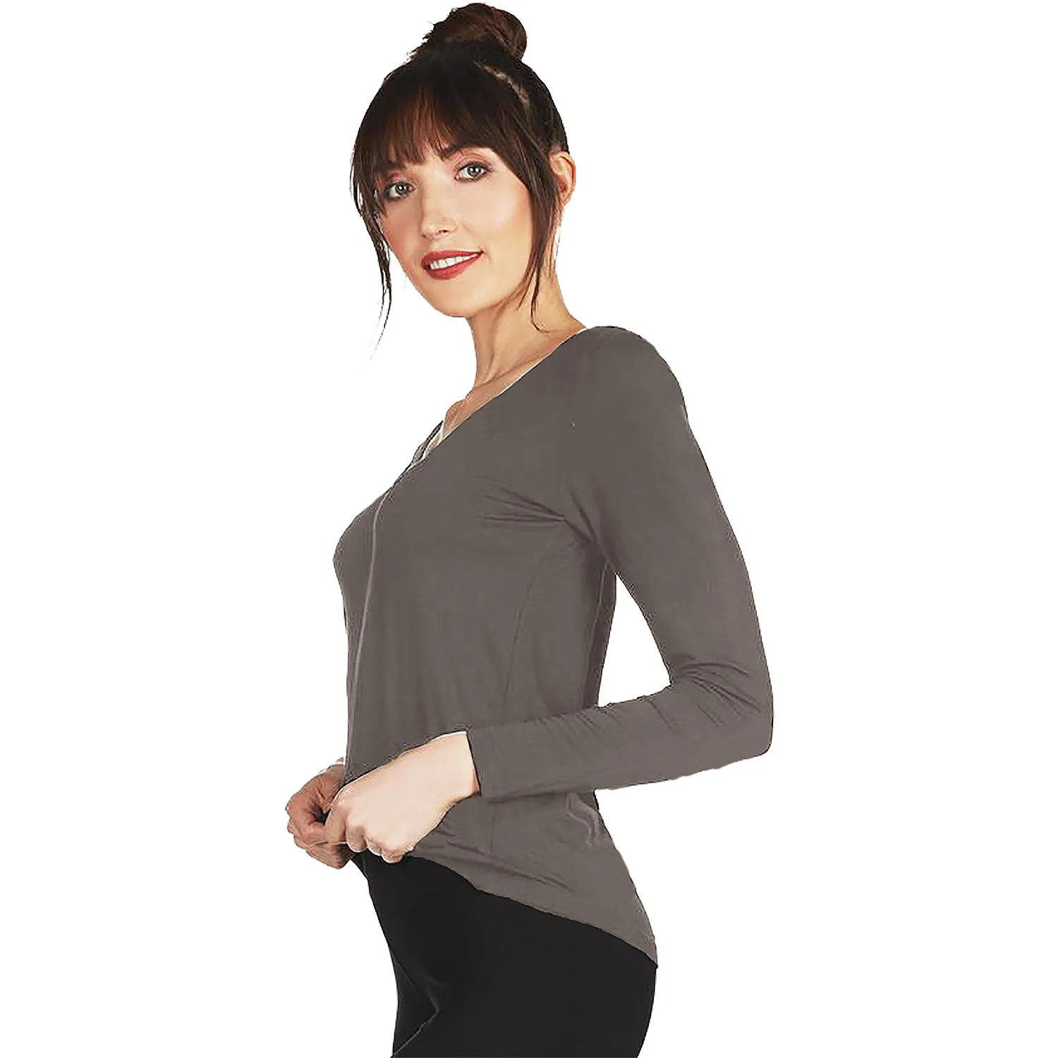 Women's MeMoi Relaxed Long Sleeve Top Slate