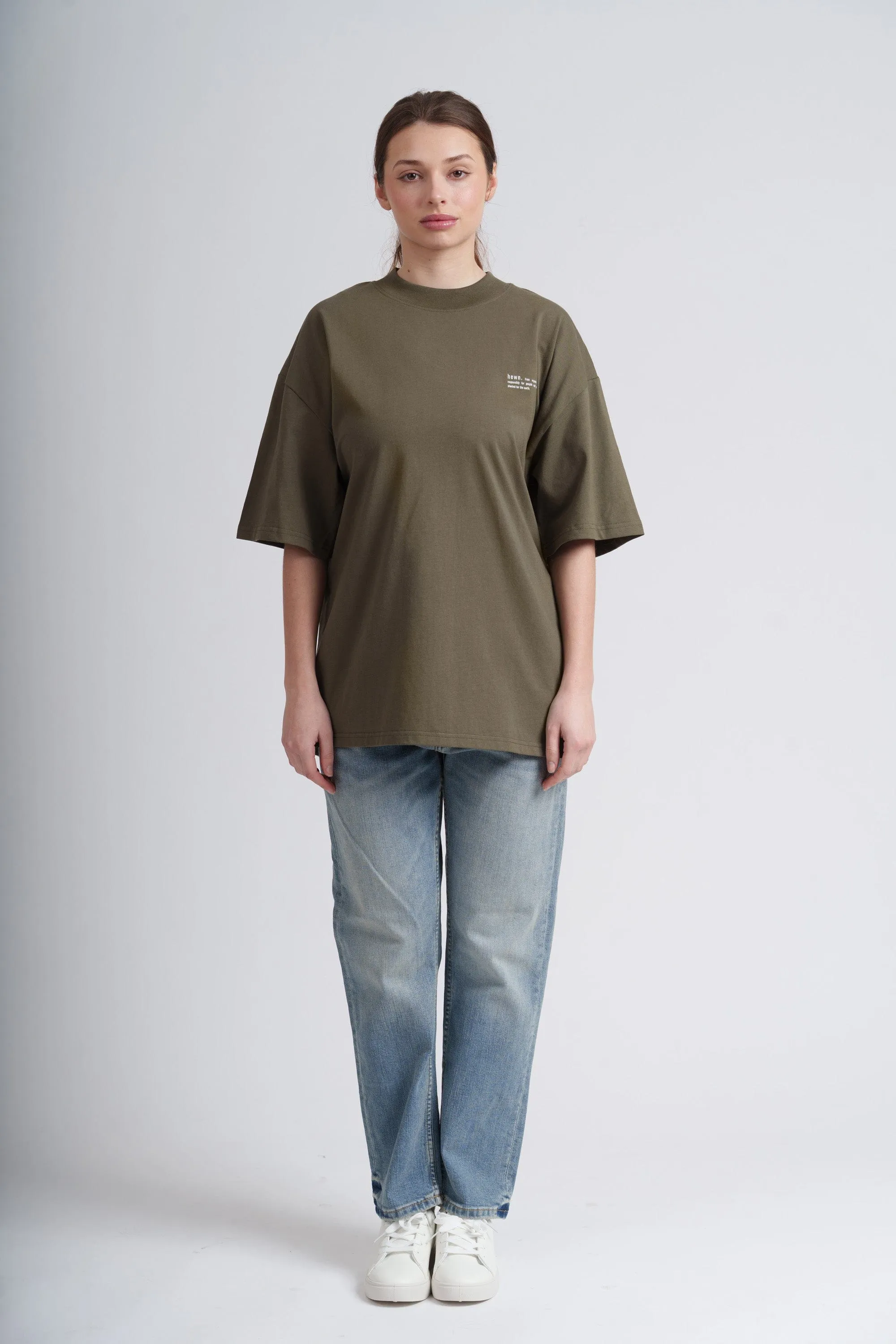 Women's Organic Cotton Signature Oversized T-Shirt | Pine Green Khaki