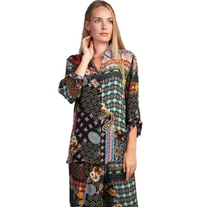 Women's Shana Apparel Printed Button Down Shirt Black