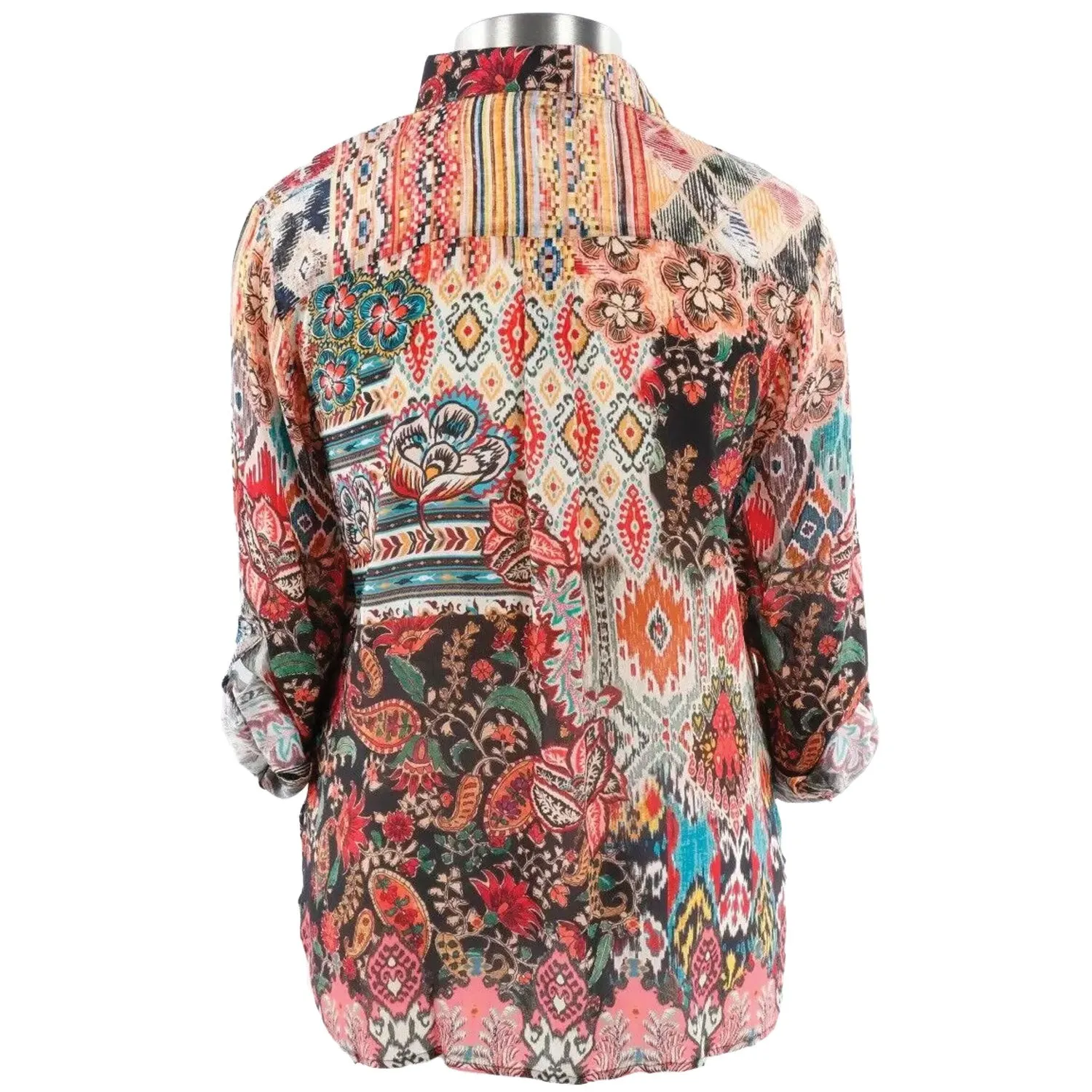 Women's Shana Apparel Printed Button Down Shirt Copper