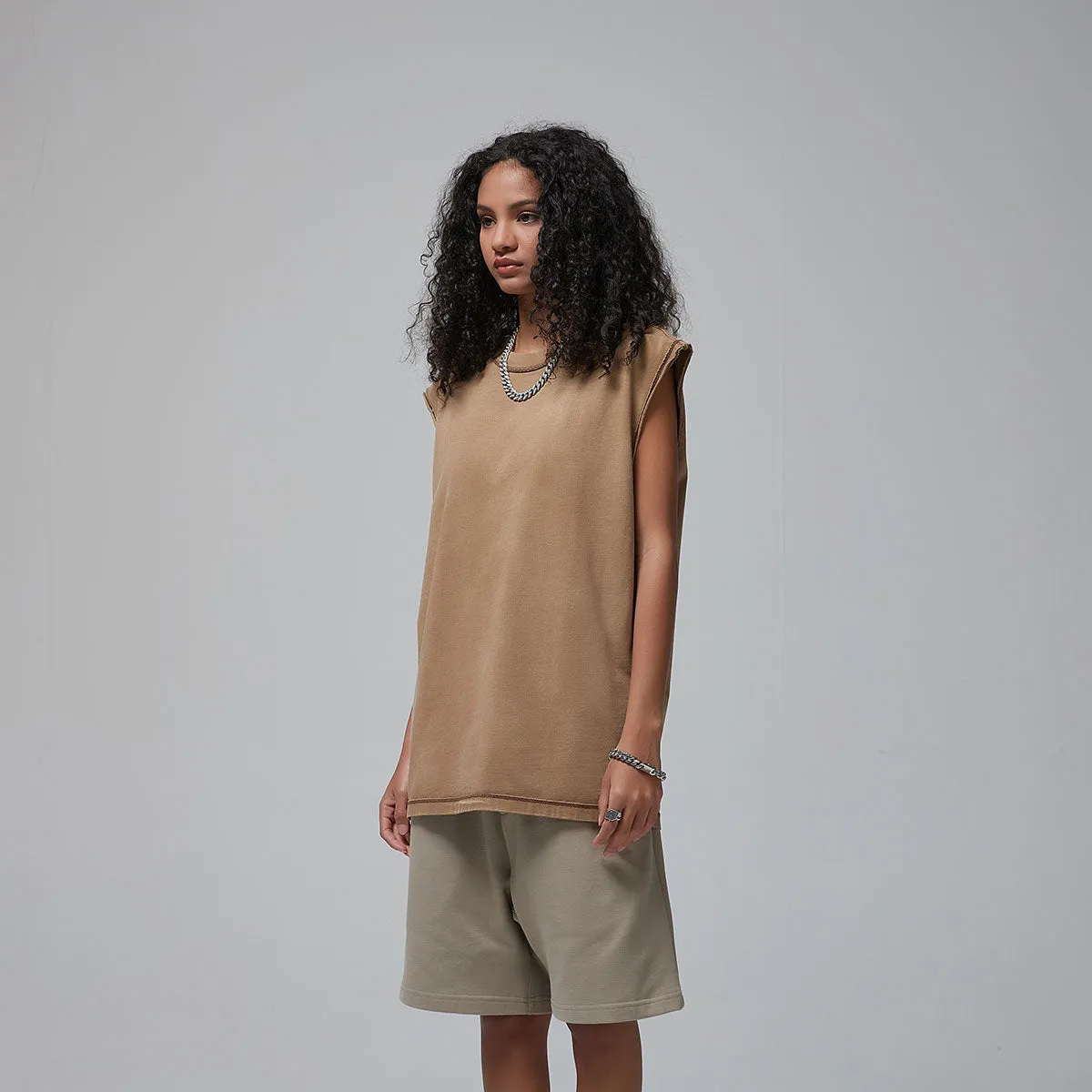 Women's Sleeveless Faded T Shirt 275gsm