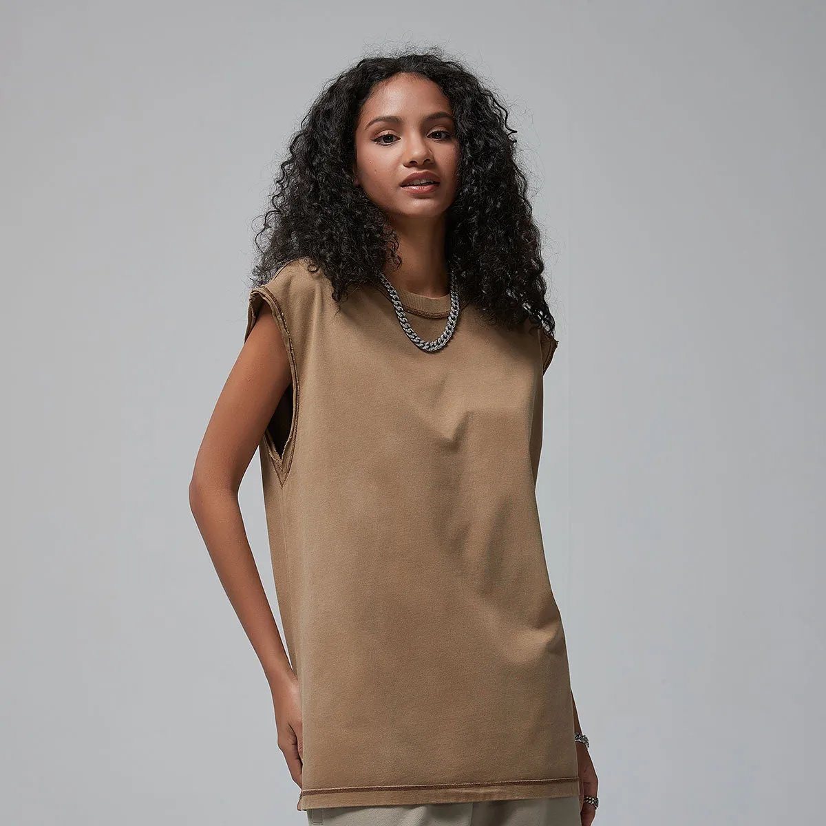 Women's Sleeveless Faded T Shirt 275gsm