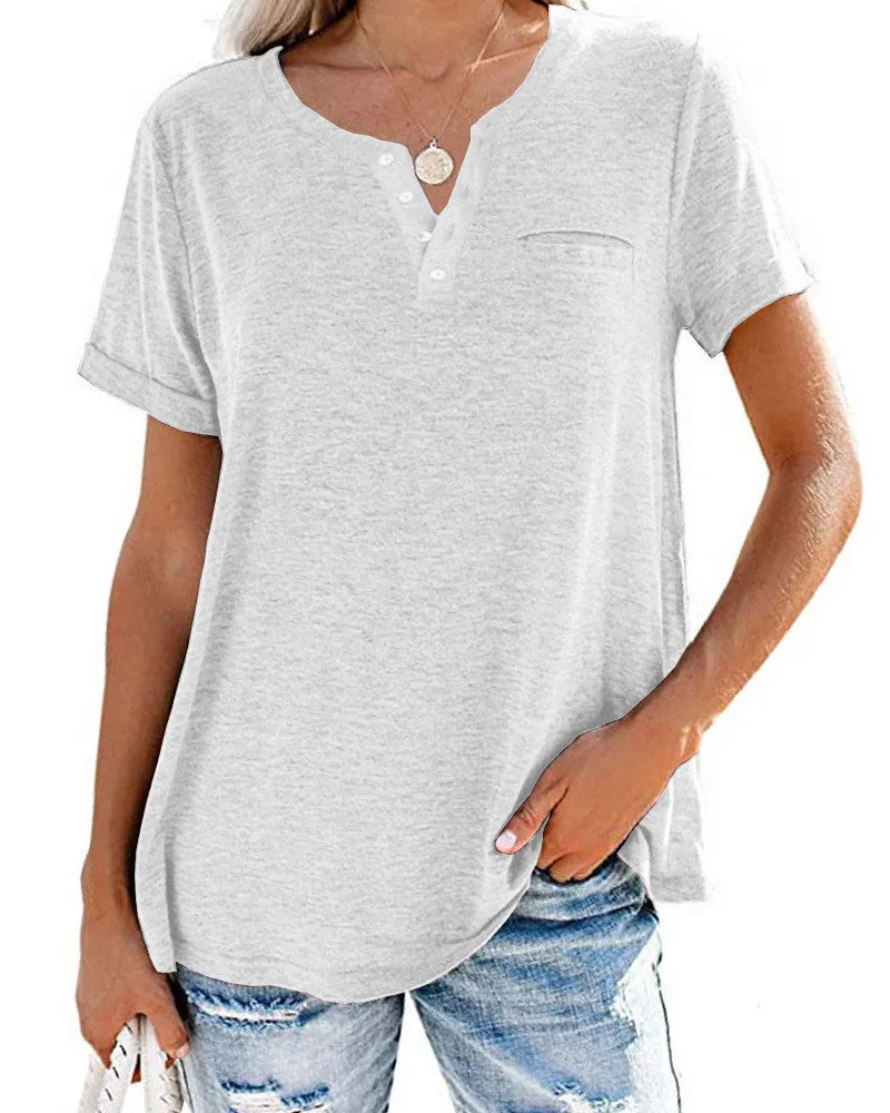 Women's Top Small V-Neck Short Sleeve Loose T-Shirt