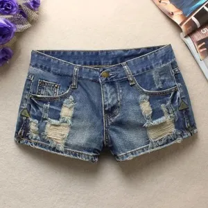 Women'S Vintage Jeans Shorts Fashion Casual Low Waist Straight Leg Wide Leg Jeans Loose Ripped Shorts Jean Pants For Women Sexy