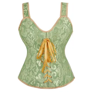 XS Women Corset with Straps Black Overbust Corset Plus Size Floral Jacquard Corset Zipper Top Gothic Steampunk Corset Bustier
