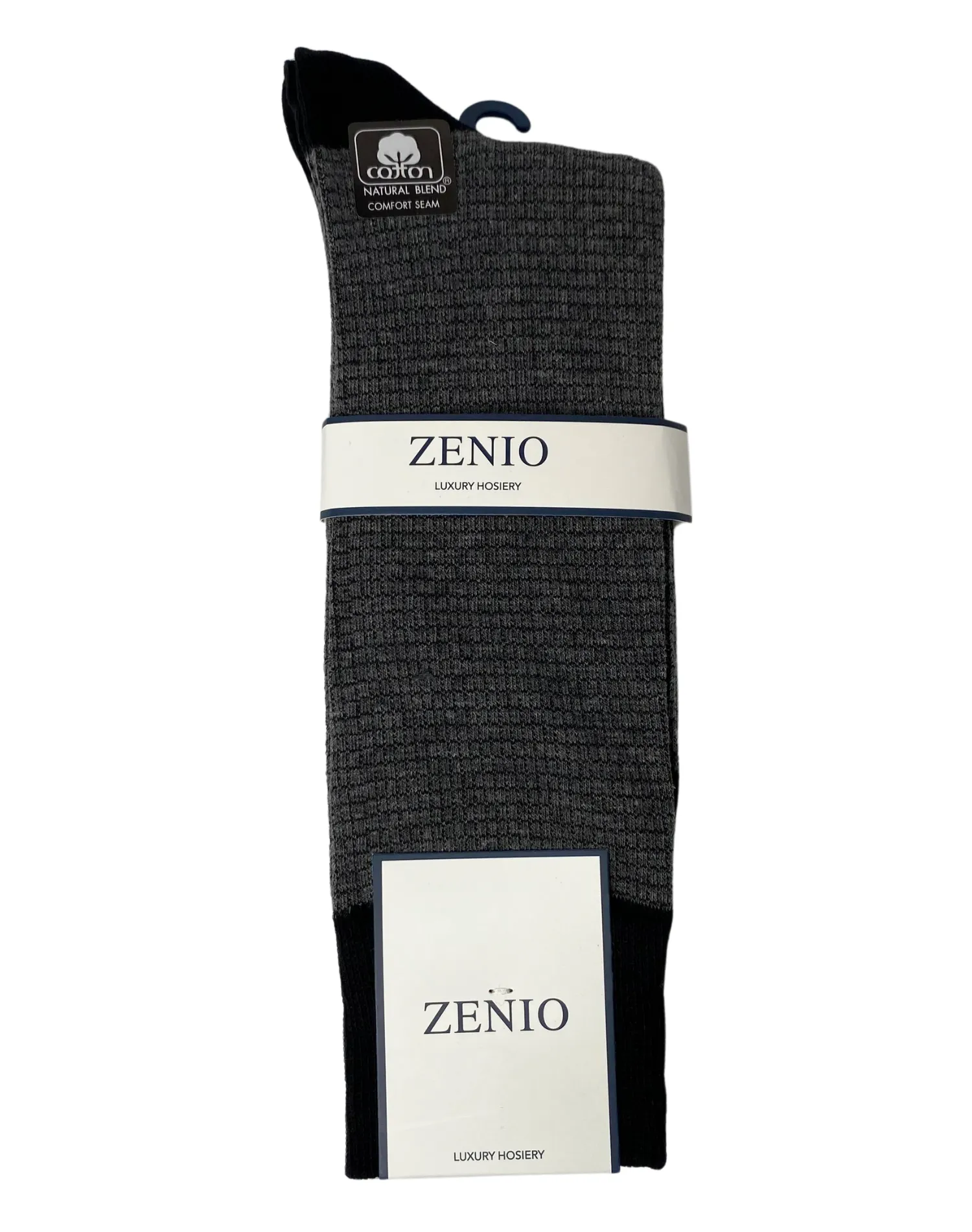 Zenio Check Patterned Dress Socks - Charcoal