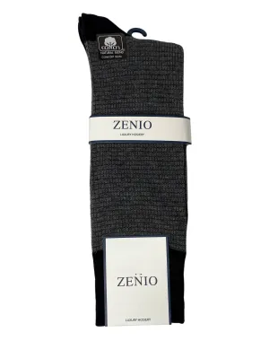Zenio Check Patterned Dress Socks - Charcoal